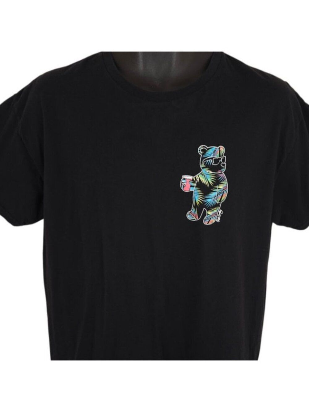 Bear Red Solo Cup T Shirt Mens Size Large Black Riot Society Rainbow Made In USA